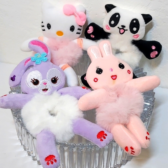 Plush Hair Tie - Soft, Stretchy Elastic Ponytail Holder 4-bundle - Picture 1 of 6